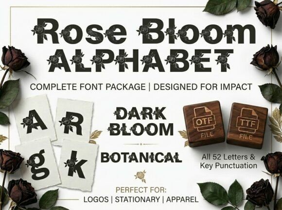 Rose Bloom: Where Bold Typography Meets Botanical Elegance